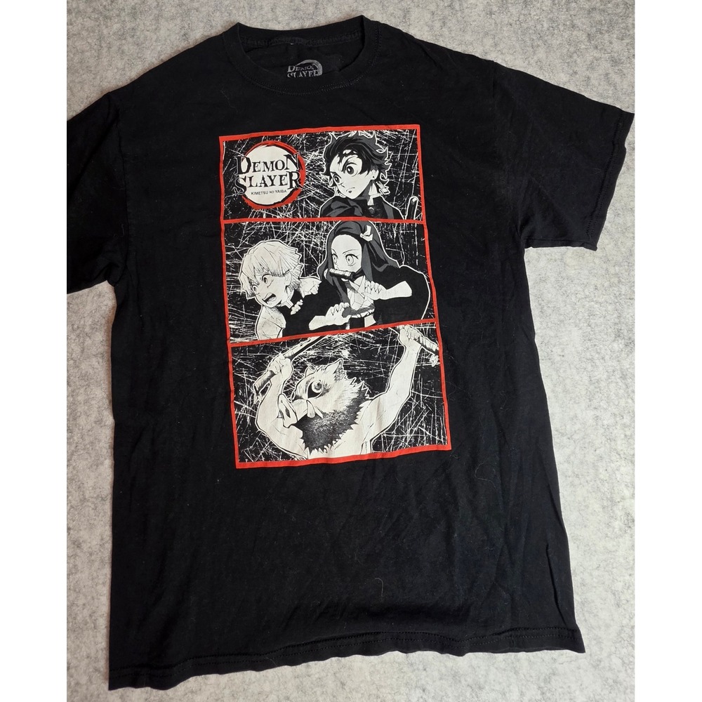 Demon Slayer Kimetsu no Yaiba Anime Graphic T-Shirt Black Mens Medium